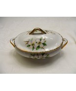 Vintage Dogwood Porcelain Double Handled Sugar Bowl Gold Trim 13-e - $29.69