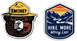 Biz Bugs.2Pack. Hike More 3&quot; + Smokey The  Car Decal 3&quot;- Firefighting Wildlife S - £60.01 GBP
