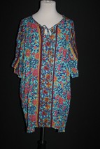 Women&#39;s Reborn Multicolor Blouse 2X Long Length Cold Shoulder Shirt Top NEW - $18.00
