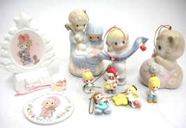 Precious Moments Ornaments Lot Kitten w Ball Nativity Angel 5 Minis Figurine - £14.78 GBP