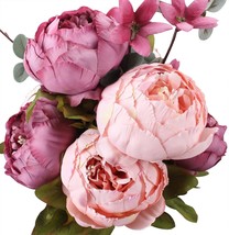 Duovlo Fake Flowers Vintage Artificial Peony Silk Flowers, New Sweetened Bean - $31.99