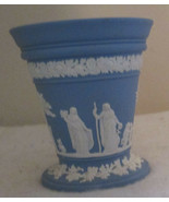 Vintage Wedgwood Pale Blue Jasper Ware Arcadia 7&quot; Flower Vase with Frog ... - £151.02 GBP