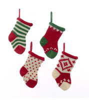 Kurt Adler 5&quot; Mini Assorted Knit Christmas Stocking Xmas Ornaments Set Of 4 - £13.49 GBP