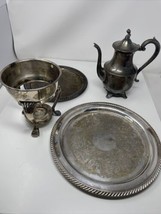 Lot William WM Rogers Silver Plate 12.5, 10.5 Round Serving Tray Platters, tea - £35.34 GBP