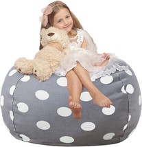 For Children, Stuff &#39;N Sit Medium 32&quot;-Canvas Dot Grey Stuffed Animal Storage - £31.22 GBP