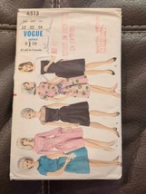 VTG  Vogue 6513 Sewing Pattern Knee Length One Piece Dress Size 12 Bust 32 - $9.49