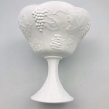 Indiana White Milk Glass Grape Harvest Footed Compote Candy Dish 8&quot; Tall 8&quot; Dia - £10.97 GBP