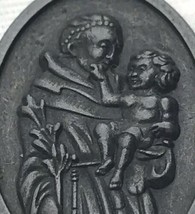Saint Anthony Protect Me Medal Catholic Vintage Charm Pendant Baby Jesus - $11.95