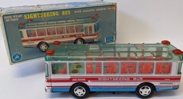 Rare Vintage 1960&#39;s Alps Japan Tin Litho Battery Op #6026 Sightseeing Bus In Box - £318.58 GBP