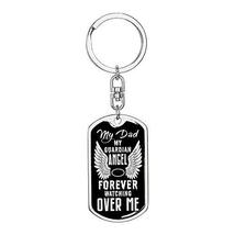 Guardian Angel Dad Dog Tag Pendant Keychain Stainless Steel or 18k Gold - £43.48 GBP