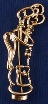 Golf Bag Pin w 1 3 5 Clubs Gold Toned Never Worn  - £3.98 GBP
