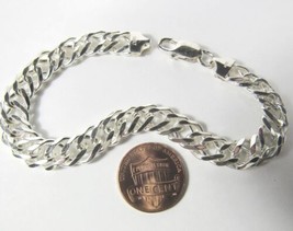 All Solid 925 Sterling Silver 9mm Width Curb Link Chain 8&quot; Bracelet ITAL... - £43.50 GBP