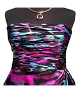 Cache Silk Multi Color Ruched Built In Bustier Event Dress Strapless NWT... - $91.90 CAD