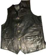 womens Italian Stone Design by Navarre Leather Company Black Leather Ves... - $50.83 CAD