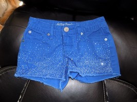 Justice Premium Jeans Simply Low Blue Shorts W/Rhinestones Size 8 Girl&#39;s... - £12.04 GBP