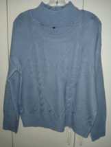 STEVE MADDEN LADIES LS BLUE KNIT PULLOVER SWEATER-L-WORN ONCE-100% ACRYL... - $20.57