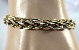 14K Gold Double Braid Link Bracelet from Italy 7” 11.2 grams. - £578.20 GBP