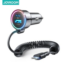 Joyroom 3 ports led car charger usb typec 55w universal car charger with 1 5m extension thumb200