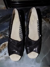 Toms Sequin Michelle Wedge Sandal Heels Black Heel Size 11 Women&#39;s - $739.22 MXN