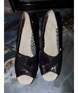 Toms Sequin Michelle Wedge Sandal Heels Black Heel Size 11 Women&#39;s - €31,39 EUR