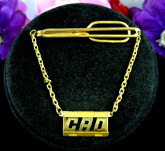 Swank CAD Initials TIE CLASP Bar CHAIN Letters Front Monogram C A D Gold... - £17.90 GBP