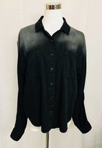 BDG Urban Outfitters Shirt Black Gray Ombre Cotton Button Front Top size Medium - £16.41 GBP