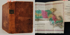 1828 Antique Massachusetts History W Foldout Map Genealogy Indian Aaron Weston - £193.88 GBP