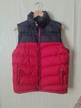 Timberland Down Puffer Gilet Jacket Mens Red/brown Full Zip Bodywarmer Size Smal - $33.08