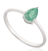 Dainty Emerald Ring Jewelry Made in 18k Solid White Gold - £223.26 GBP