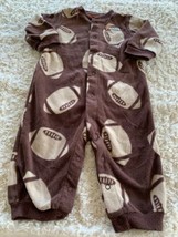 Carters Boys Brown Football Tough Guy Fleece Long Sleeve Romper 9 Months - £3.90 GBP