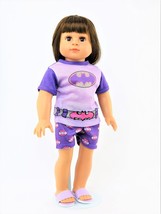 Doll Outfit Bat-Girl Purple Short Set Pajamas fits American Girl & 18 inch Dolls - £7.73 GBP
