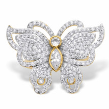 PalmBeach Jewelry 2.11 TCW Gold-Plated Cubic Zirconia Butterfly Cocktail... - $39.99