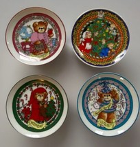 4 Teddy Bear ENESCO Lucy &amp; Me Months Holiday Plates Christmas Jan, Dec, Sept 4” - £9.80 GBP