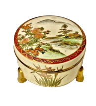 Antique Japanese Satsuma Pottery Jar Vanity Trinket Box - $98.99