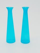 Mini Bud Vases Set of Two Blue Teal Colored / Decorative Vases H- 5.5 in - $11.59