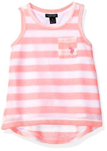 NWT U.S. Polo Assn Little Girls Size 4 Pink Sleeveless Pocket Tee Shirt - $14.84