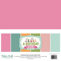 Echo Park Double-Sided Solid Cardstock 12&quot;X12&quot; 6/Pkg-A Birthday Wish Girl, 6 Col - £11.07 GBP