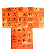 Set of 3 Coasters Wooden Scrabble Coffee Java Chai Cafe Foam - £11.01 GBP