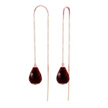 Galaxy Gold GG 14k Rose Gold Threaded Dangle Earrings with Garnets - $278.99