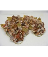 Vintage Handmade Napkin Rings Set of 6 Brown Tan White Floral &amp; Plaid #25 - $368.72 MXN