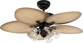 Yitahome Tropical Ceiling Fans With Light And Remote, 52 Inch Palm Leaf Fanlight - £150.08 GBP