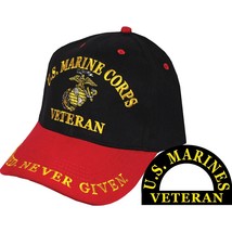 CP00323 Black/Red U.S. Marine Corps Veteran &quot;Earned. Never Given&quot; Cap - £11.99 GBP