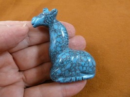 Y-GIR-SI-730) blue Howlite GIRAFFE giraffes gemstone stone carving FIGUR... - $17.53