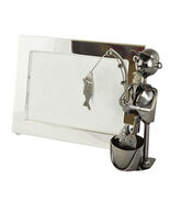 Ebros Fisherman Metal Sculpture 5"X7" Picture Frame Vertical Horizontal ... - $40.99