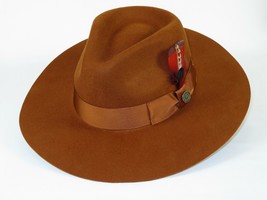 Men Hat By BRUNO CAPELO Australian Wool Wide Brim Fedora Duke DU725 Cognac Brown - $48.99