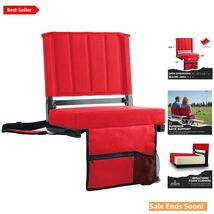 Stadium Seat with Back Support &amp; Cup Holder - Portable Comfort, Red - $83.11