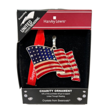 Harvey Lewis Swarovski Crystal Christmas Charity Patriotic Flag Ornament Metal - £10.86 GBP