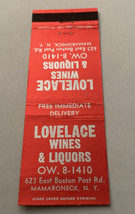 Vintage Matchbook Cover Matchcover Lovelace Wines Liquors Mamaroneck NY - $3.42