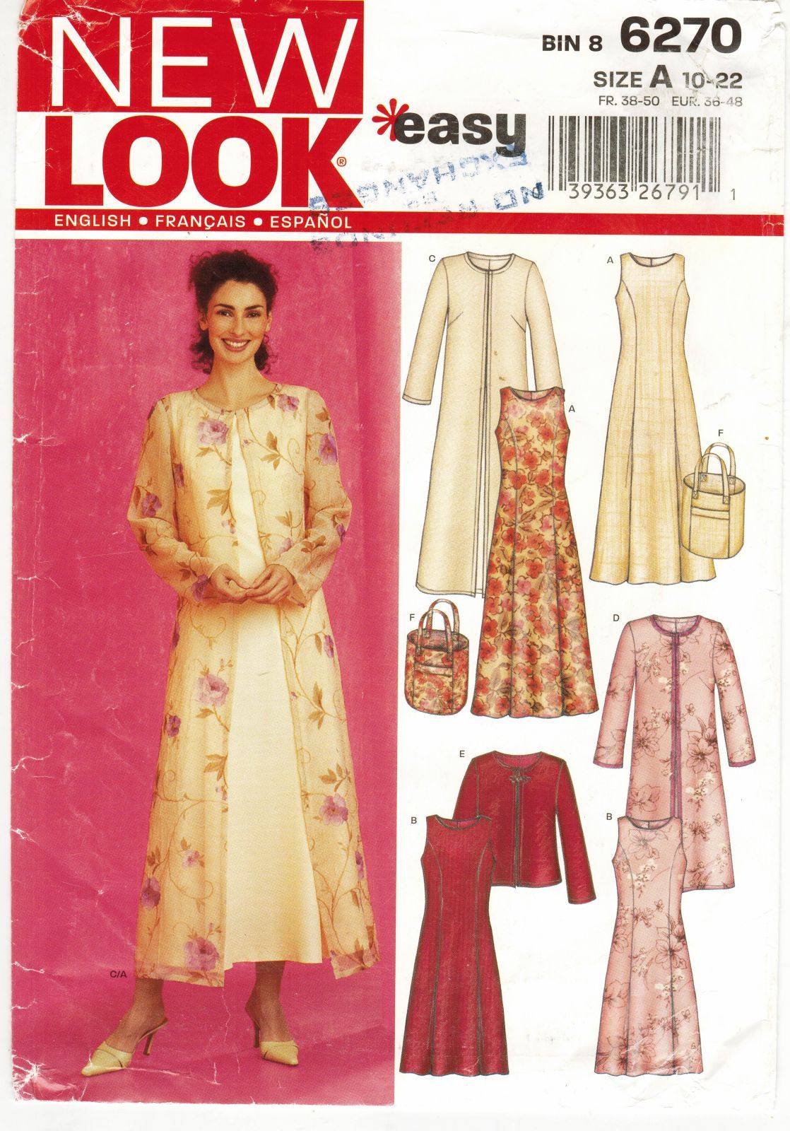 Misses Dress Short Duster Length Jacket Matching Bag Tote Sew Pattern ...