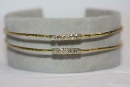 2PC. Set 18K Yellow Gold Matte Finish Rose-cut Diamonds Bangles 11.3 Gr. T/W - £1,174.07 GBP